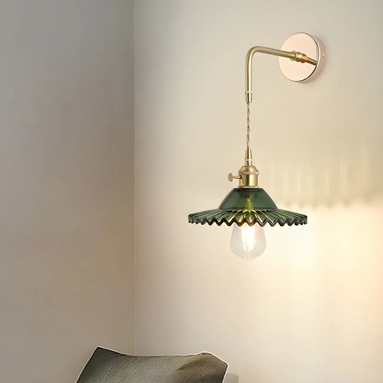 9 Inch Industrial Gold Glass LED Wall Sconce for Living Spaces