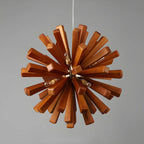 10-Light Modern Dark Wood Round Starburst Chandelier