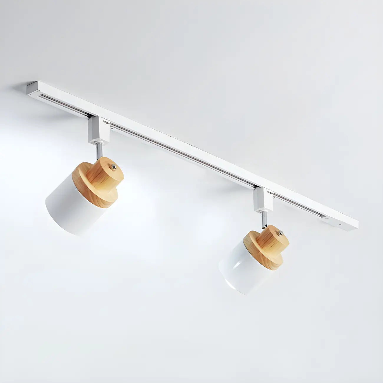 4-Light Modern Metal Wooden Base Slidable Track Light