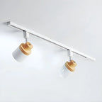 4-Light Modern Metal Wooden Base Slidable Track Light