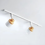 4-Light Modern Metal Wooden Base Slidable Track Light