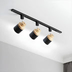 4-Light Modern Metal Wooden Base Slidable Track Light