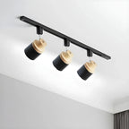 4-Light Modern Metal Wooden Base Slidable Track Light