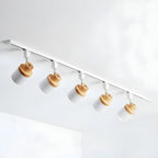 4-Light Modern Metal Wooden Base Slidable Track Light