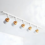 4-Light Modern Metal Wooden Base Slidable Track Light