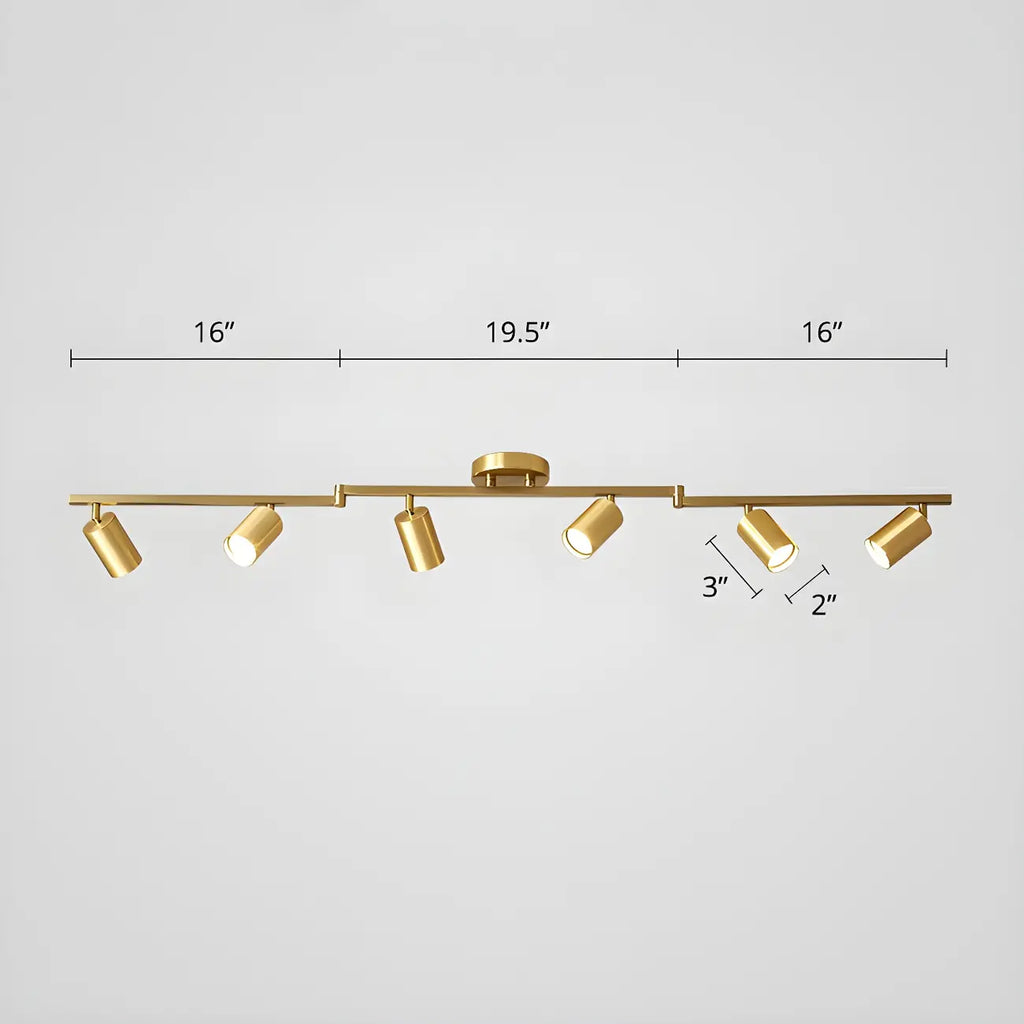 6-Light Modern Golden Swing Arm Semi Flush LED Track Light