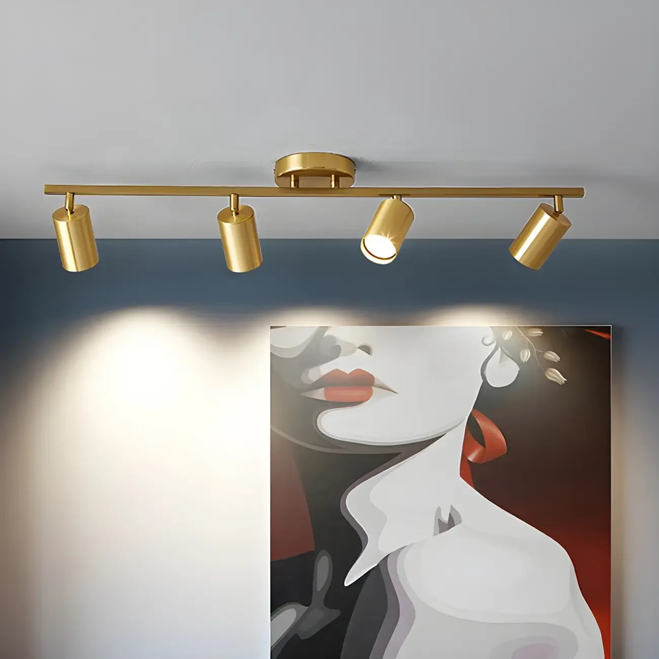 6-Light Modern Golden Swing Arm Semi Flush LED Track Light