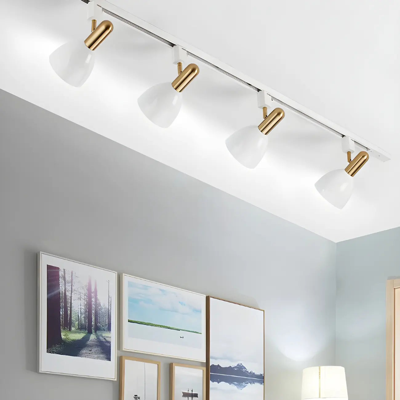 4-Light Modern Metal Dome Shade Slidable LED Track Light