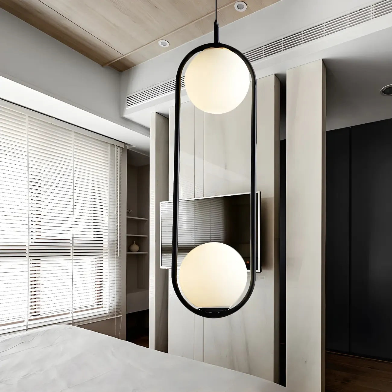 Chic Globe Black and Gold Pendant Light for Bedroom