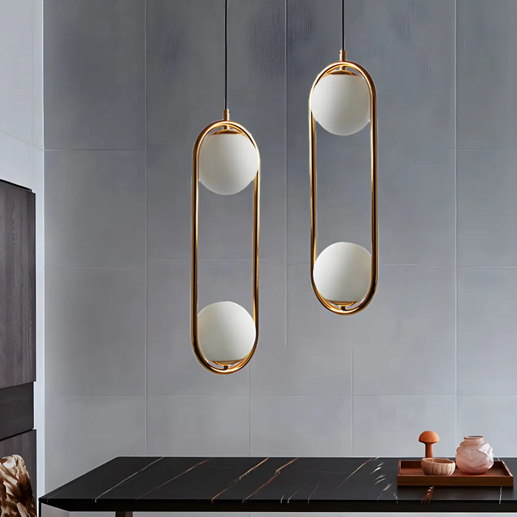 Chic Globe Black and Gold Pendant Light for Bedroom