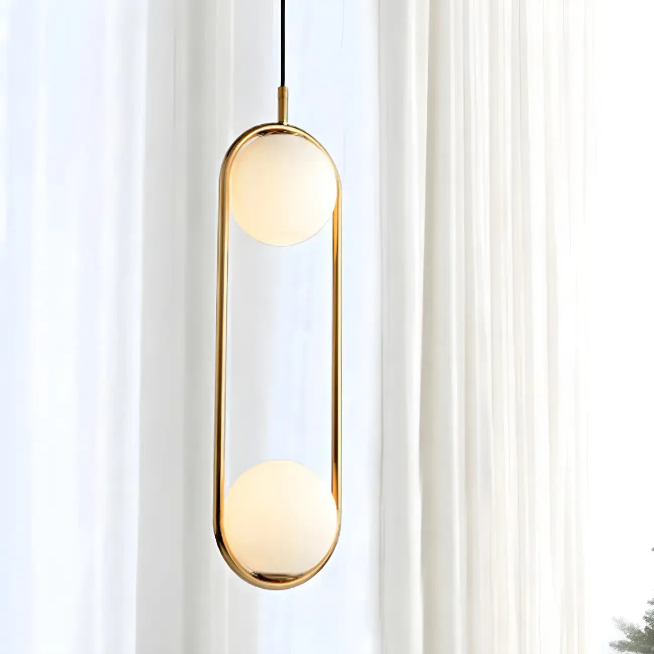 Chic Globe Black and Gold Pendant Light for Bedroom