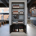 Industrial Versatile Metal Floor Wine Rack with Cabinet