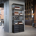 Industrial Versatile Metal Floor Wine Rack with Cabinet