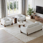 Convertible C-Shaped Walnut Wood Side Table with Storage