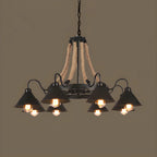 Black Metal Vintage Rope Rustic Chandelier Light