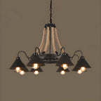Black Metal Vintage Rope Rustic Chandelier Light