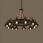 Black Metal Vintage Rope Rustic Chandelier Light