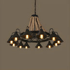 Black Metal Vintage Rope Rustic Chandelier Light