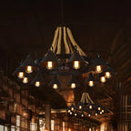 Black Metal Vintage Rope Rustic Chandelier Light