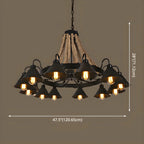 Black Metal Vintage Rope Rustic Chandelier Light