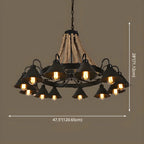 Black Metal Vintage Rope Rustic Chandelier Light