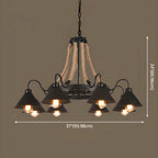 Black Metal Vintage Rope Rustic Chandelier Light
