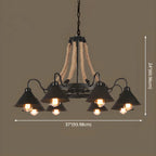 Black Metal Vintage Rope Rustic Chandelier Light