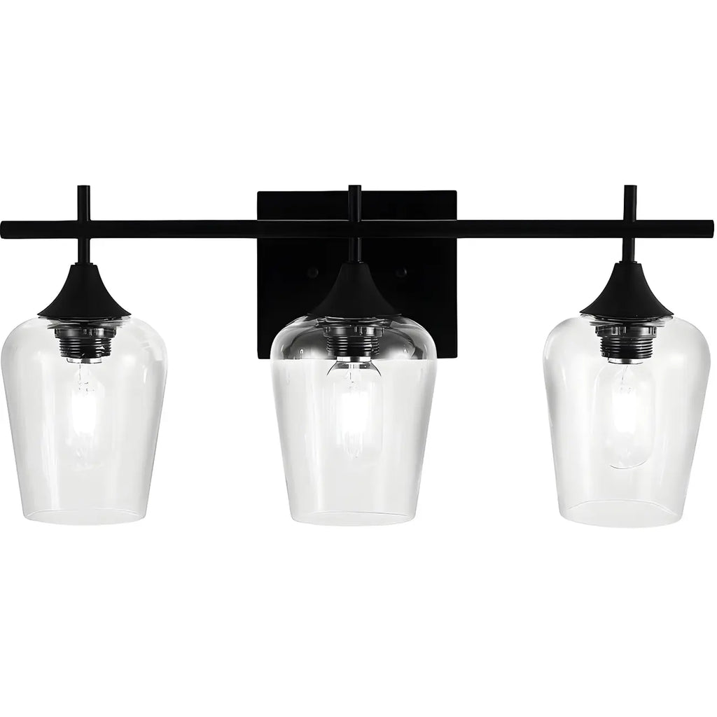 3-Light Industrial Vanity Light Glass Cup Shade LED for Bathroom