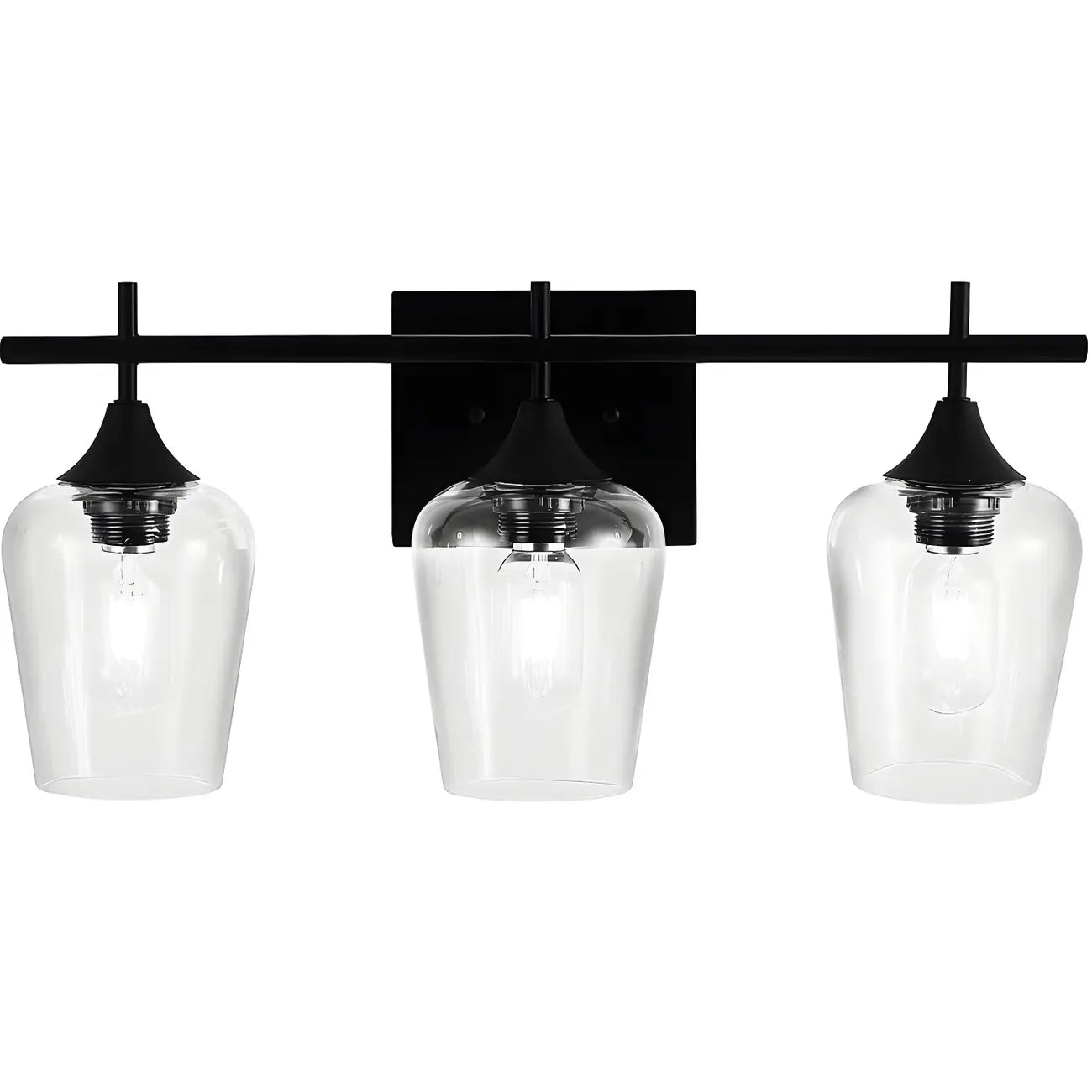 3-Light Industrial Vanity Light Glass Cup Shade LED for Bathroom