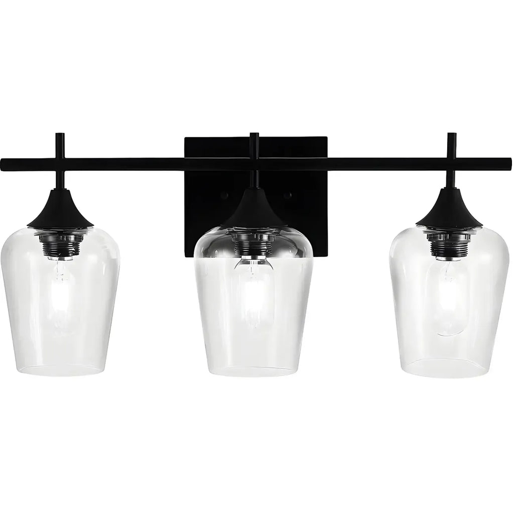 3-Light Industrial Vanity Light Glass Cup Shade LED for Bathroom