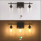 3-Light Industrial Vanity Light Glass Cup Shade LED for Bathroom