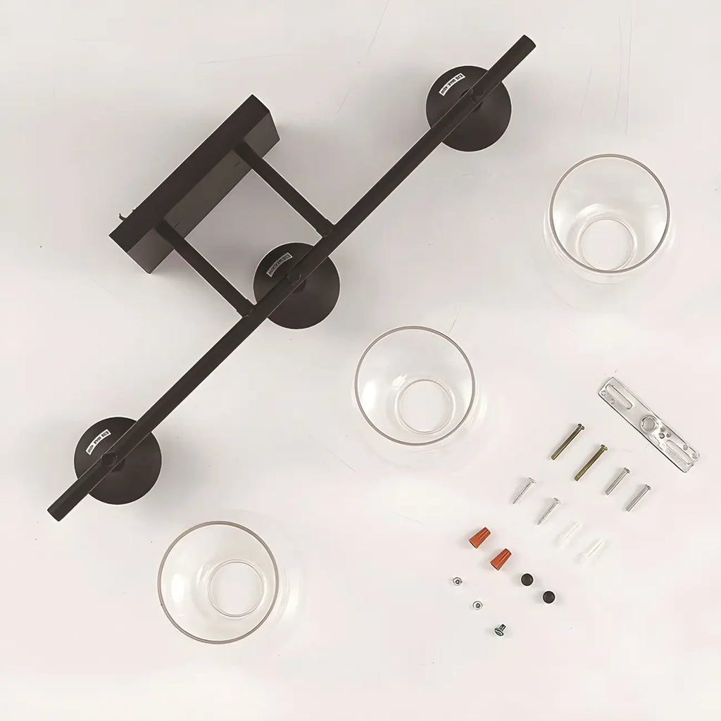 3-Light Industrial Vanity Light Glass Cup Shade LED for Bathroom