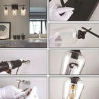 3-Light Industrial Vanity Light Glass Cup Shade LED for Bathroom