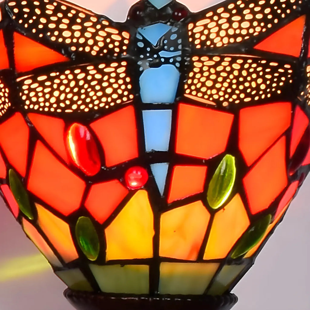 3-Light Orange Stained Glass Colorful Wall Light Dome Shape