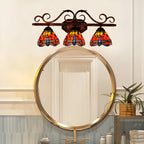3-Light Orange Stained Glass Colorful Wall Light Dome Shape