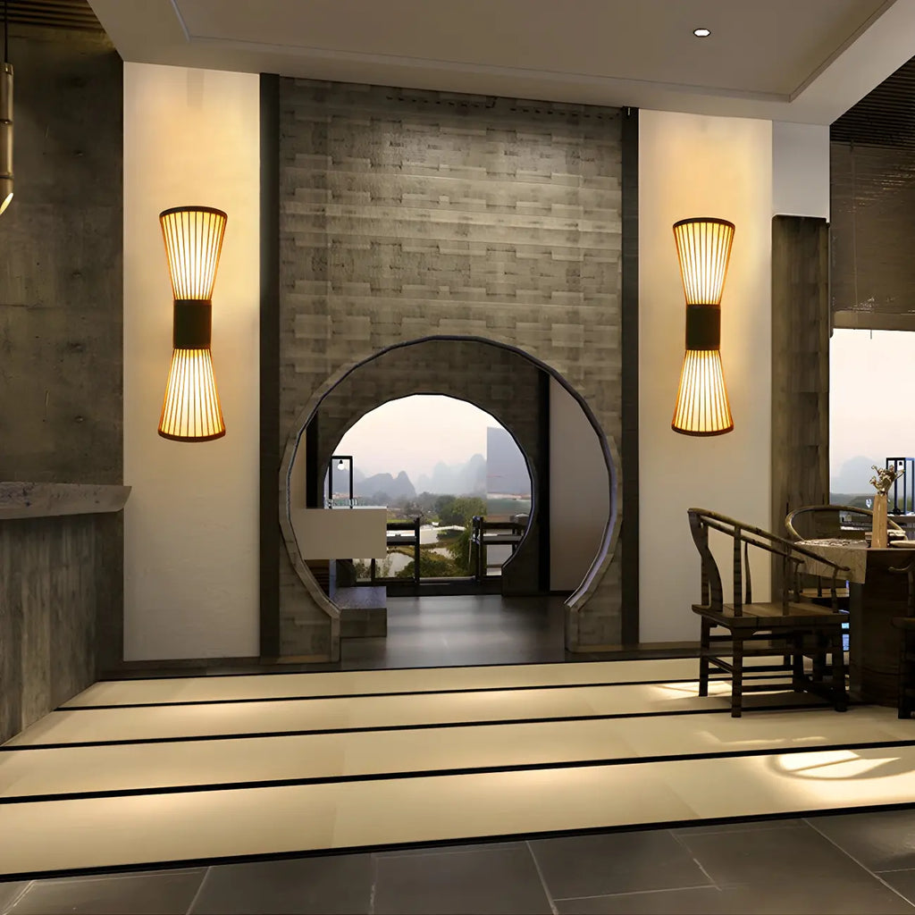 Brown Bamboo LED 23.5 Outdoor Wall Sconce in 2-Light
