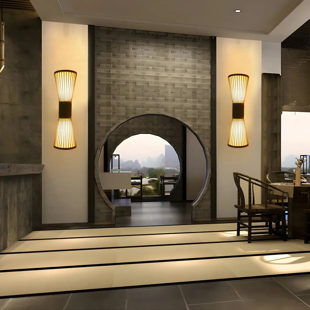 Brown Bamboo LED 23.5 Outdoor Wall Sconce in 2-Light