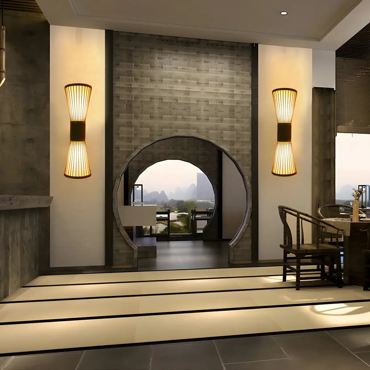 Brown Bamboo LED 23.5 Outdoor Wall Sconce in 2-Light