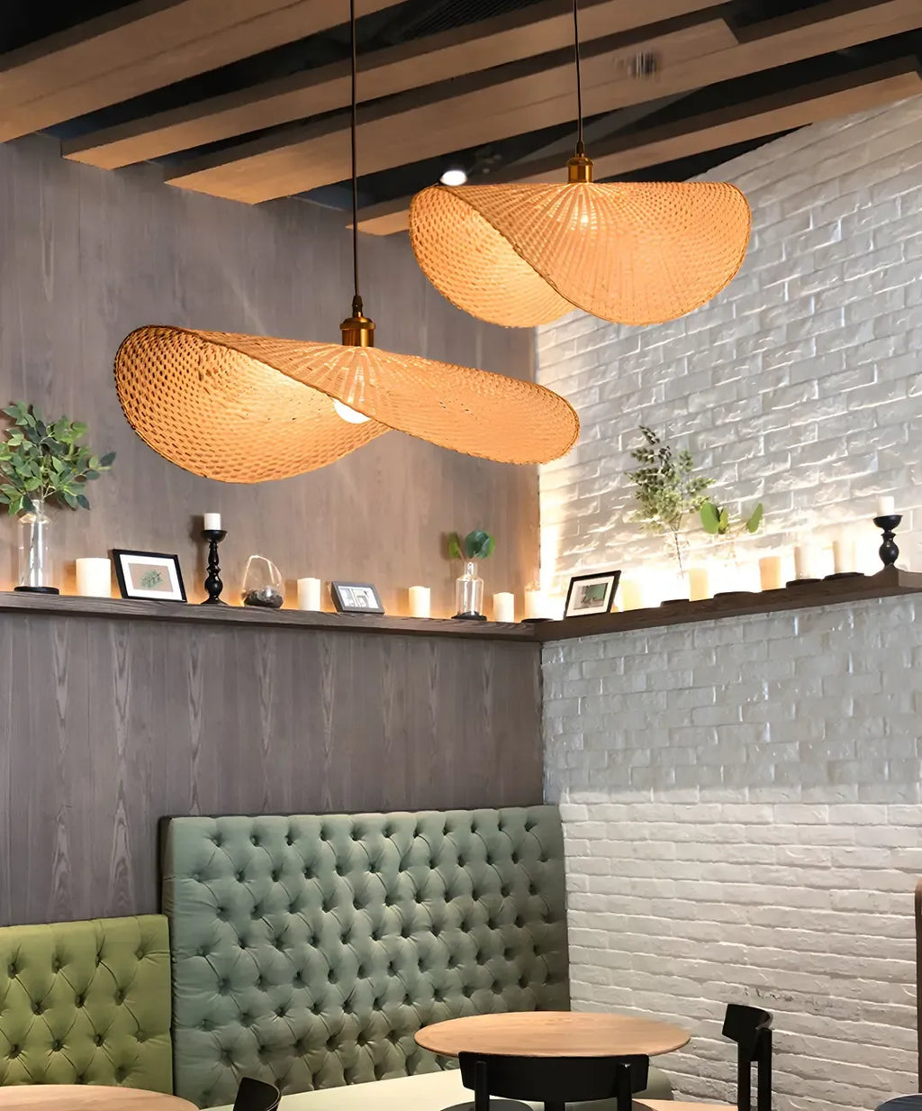 Bamboo Oriental Pendant Light Hanging Fixture for Indoor