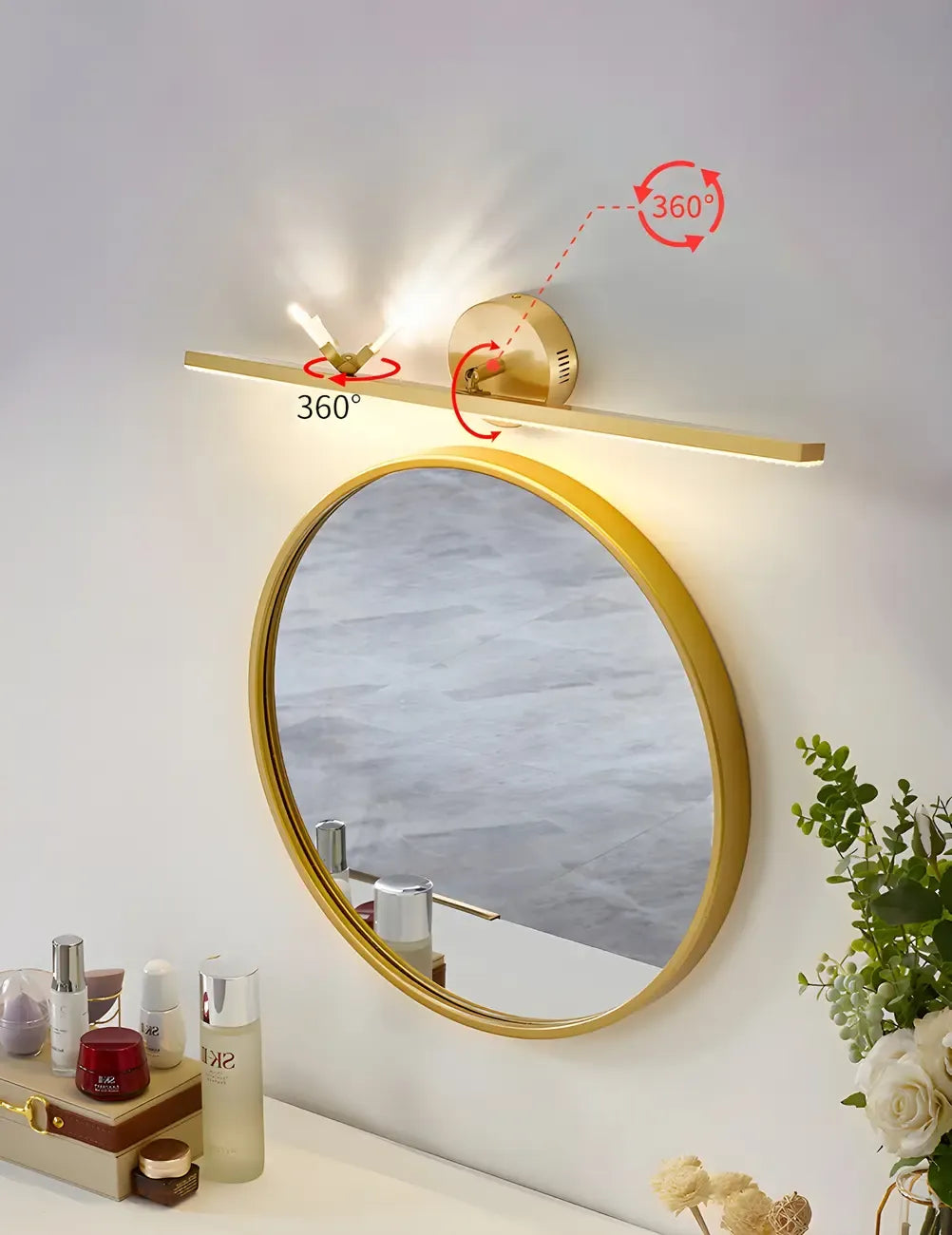 Elegant Linear LED Vanity Light with Gold Accent for Bathroom