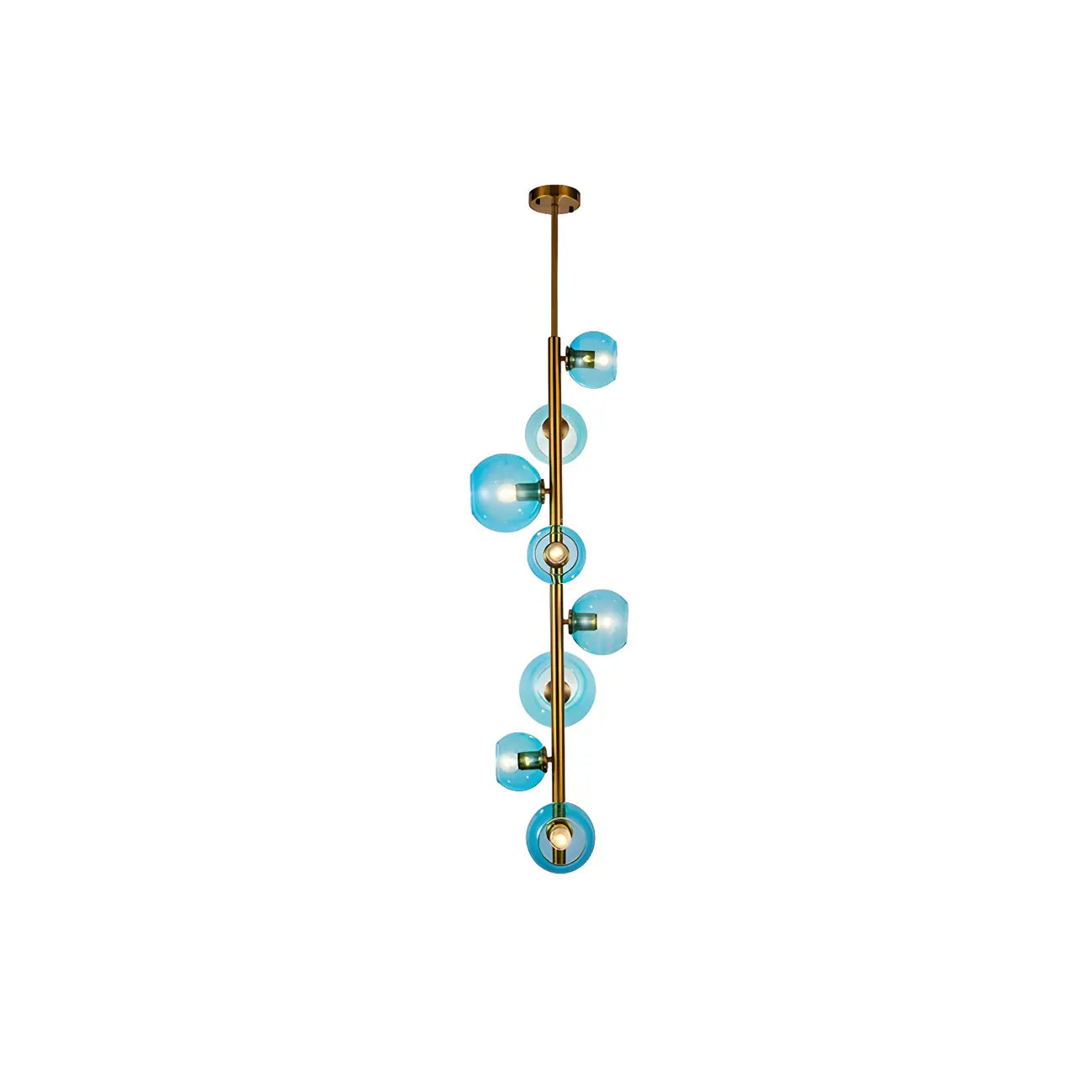 8-Light Modern Brass Multi-Direction Vertical Downrod Chandelier
