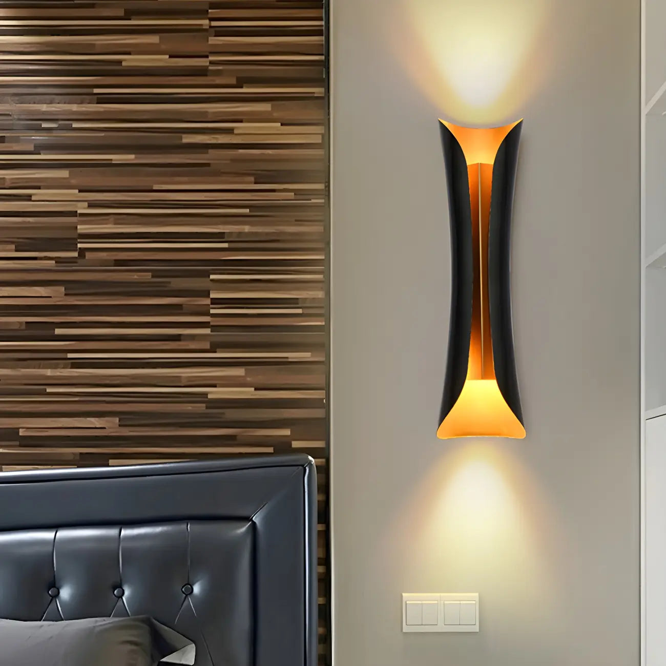 Black Metal Modern Curve Up Down Wall Sconce