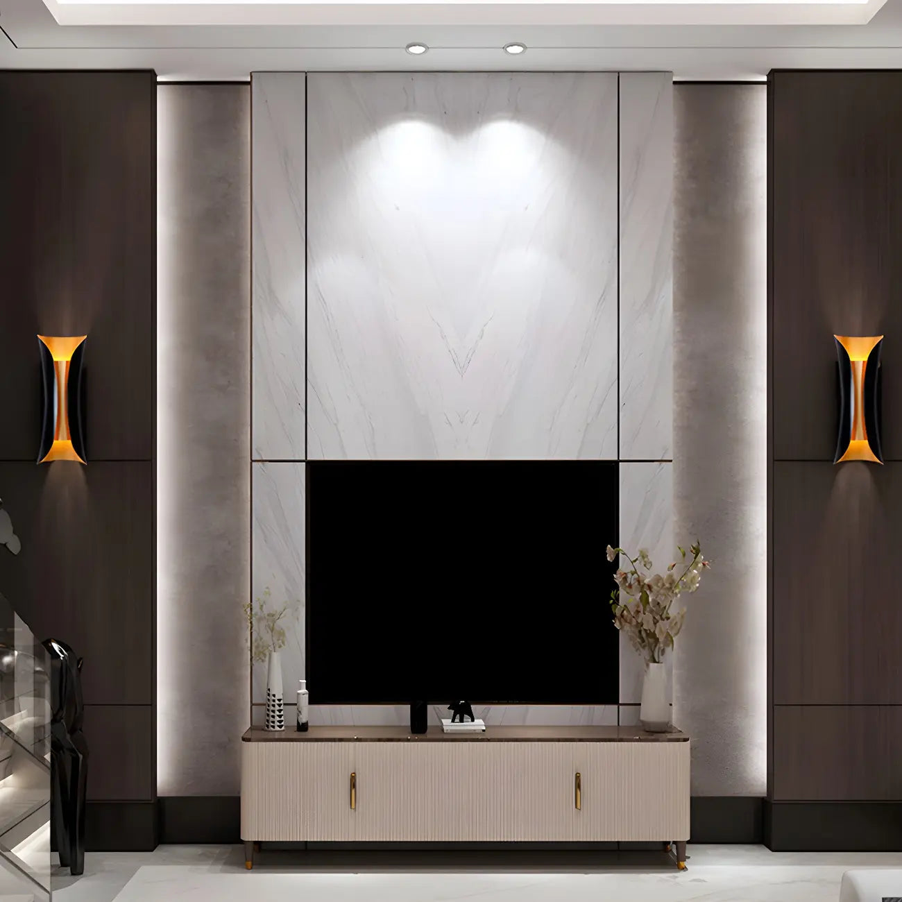 Black Metal Modern Curve Up Down Wall Sconce