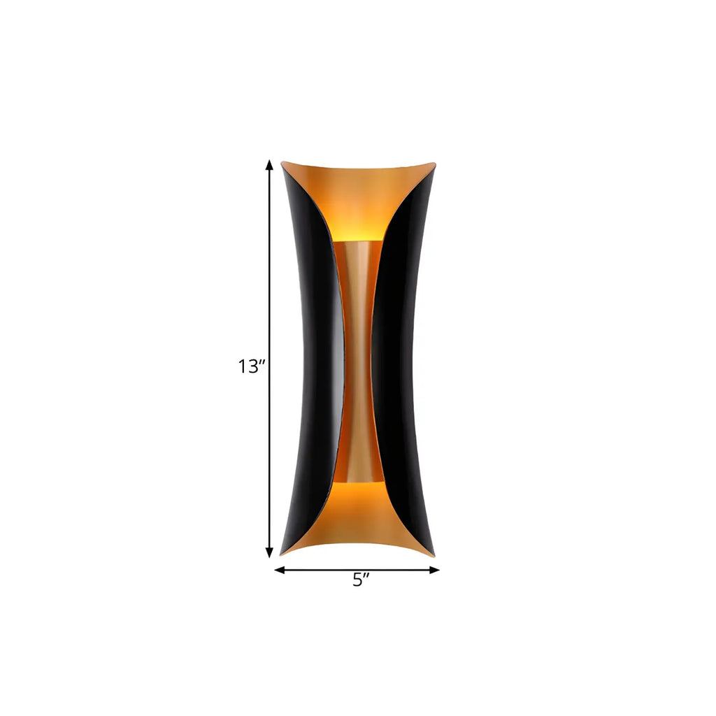Black Metal Modern Curve Up Down Wall Sconce