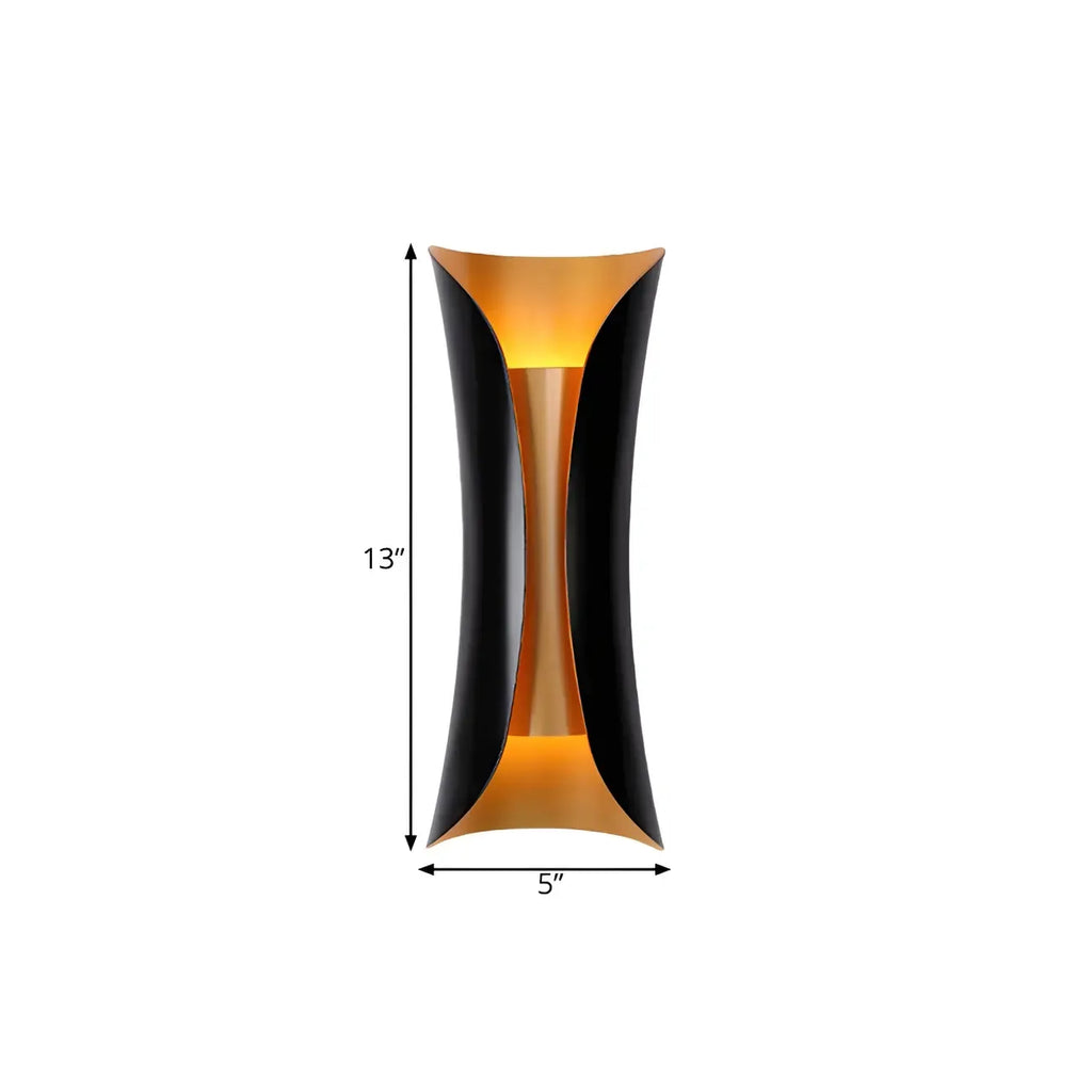 Black Metal Modern Curve Up Down Wall Sconce