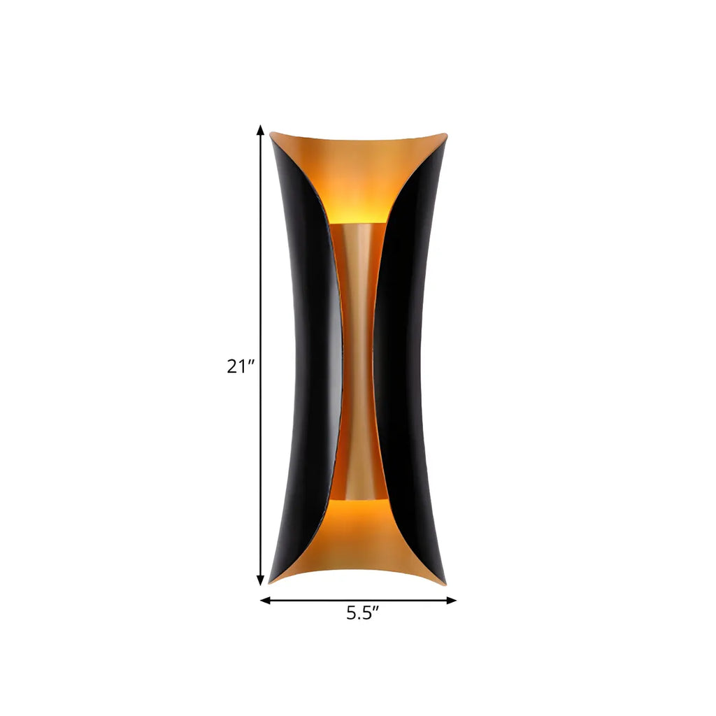 Black Metal Modern Curve Up Down Wall Sconce