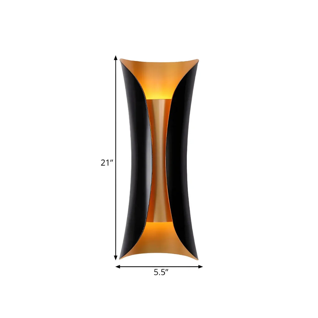 Black Metal Modern Curve Up Down Wall Sconce