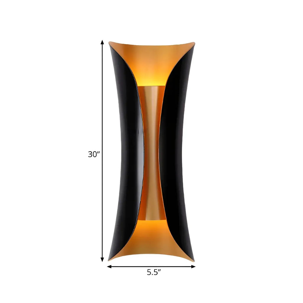 Black Metal Modern Curve Up Down Wall Sconce