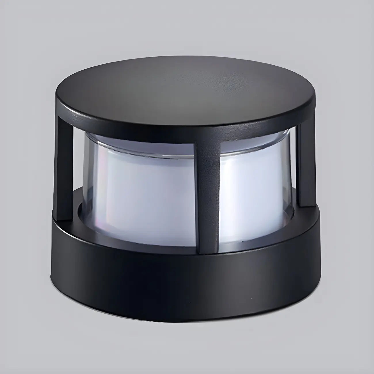 Black Metal Cylinder Wired Post Cap Light