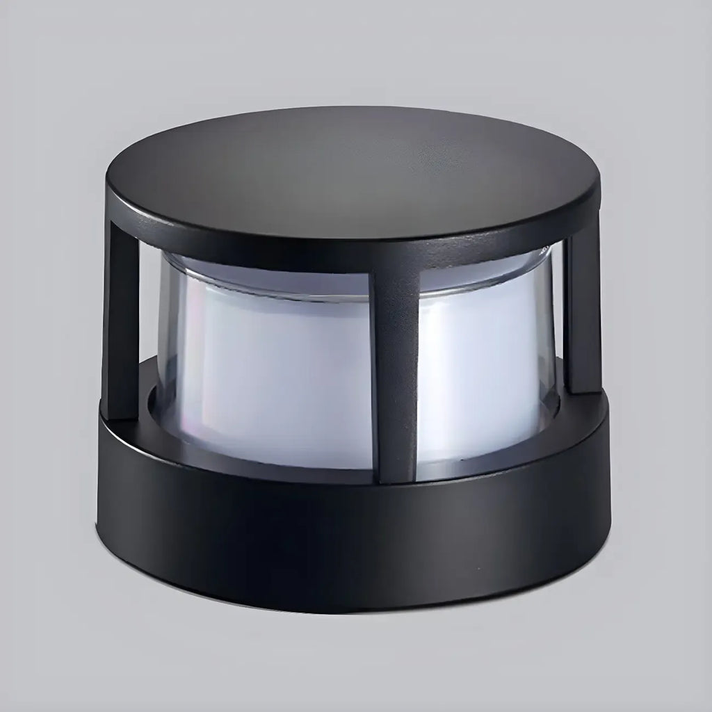Black Metal Cylinder Wired Post Cap Light